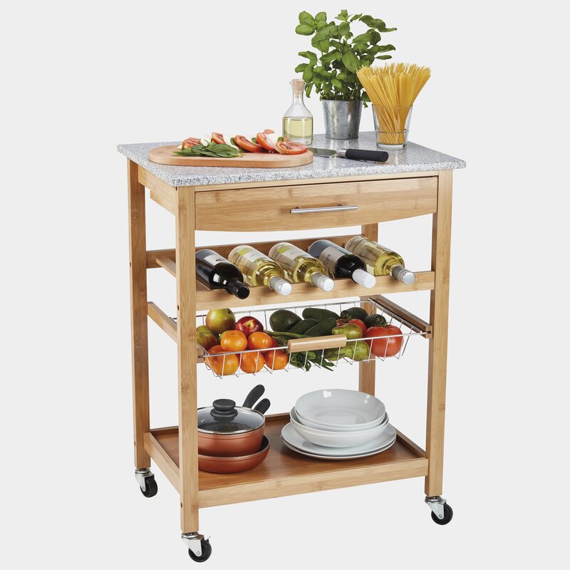 Cooks Professional Kitchen Trolley With Granite Top Wayfair Co Uk   Kitchen Trolley With Granite Top 